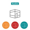 Kaaba building outline icons set.