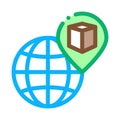 Kaaba geolocation on planet icon vector outline illustration