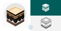 kaaba isolated flat icon. line, solid islamic