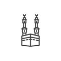 Kaaba mosque line icon