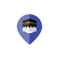 Kaaba Pin Location qibla. Hajj Tour and travel vector logo template