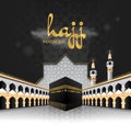 Kaaba vector for hajj mabroor in Mecca Saudi Arabia, mean pilgrimage steps from beginning to end - Arafat Mountain for