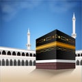 Kaaba vector for hajj mabroor in Mecca Saudi Arabia. Pilgrimage steps from beginning to end Arafat Mountain for Eid Adha