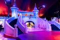 Kaatsheuvel, The Netherlands - December 18, 20119: Winter efteling ice castle in an indoor tent Royalty Free Stock Photo