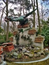 Kaatsheuvel / The Netherlands - March 29 2018: A dragon guarding treasure chests on the wall in Theme Park Efteling