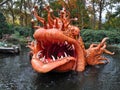 Kaatsheuvel / The Netherlands - November 03 2016: Theme Park Efteling. Big orange fish from the fairytale Pinocchio Royalty Free Stock Photo