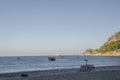 Kabak Beach, turkey, morning on the beach, the sun illuminates a part of the beach