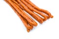 Kabanos, typical Polish lean sausage dried meat isolated on a white background Royalty Free Stock Photo