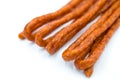 Kabanos, typical Polish lean sausage dried meat isolated on a white background Royalty Free Stock Photo