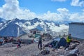 16.08.2017 Kabardino Balkar Republic. Mount Elbrus. climbers are preparing for climbing