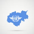 Kabardino-Balkaria map in ICAO International Civil Aviation Organization flag colors, editable vector