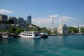 Kabatas pier and historical Kabatas mosque Royalty Free Stock Photo