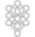 Kabbalah tree life Sefirot, Sephirot Tree Of Life symbol. Contour lines, contour drawing Royalty Free Stock Photo