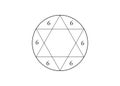 Kabbalistic tetragram, star of Solomon with number of the devil, hexagram. Sign was used by Masons, Theosophists, Spiritists. SIGN