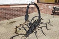 Kabicyno, Russia - August 2018: Sculpture of Scorpion forged from metal