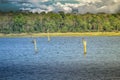 Kabini backwaters with beautiful background in the forest Royalty Free Stock Photo