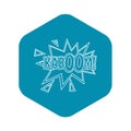 Kaboom, comic book explosion icon, outline style