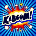 Kaboom - explosion illustration - blue background with stripes Royalty Free Stock Photo