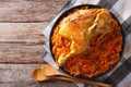 Kabsa of chicken with rice and vegetables on the table. Horizontal top view Royalty Free Stock Photo