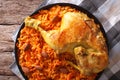 Kabsa - spicy rice with vegetables and chicken close-up. horizon Royalty Free Stock Photo