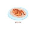 Kabsa - traditional arabic dish - white rice with chicken, hand drawing sketch icon symbol