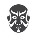 Kabuki Theater Mask Illustration in Outline Style