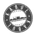 Kabul Afghanistan Round Stamp Icon Skyline City Vector Illustration Seal.
