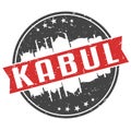 Kabul Afghanistan Round Travel Stamp. Icon Skyline City Design. Seal Tourism Ribbon.