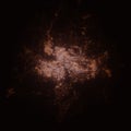 Kabul Afghanistan street lights map. Satellite view on modern city at night. Imitation of aerial view on roads network. 3d Royalty Free Stock Photo