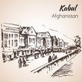 Kabul, capital of Afganistan. Sketch.
