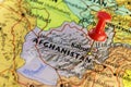 Kabul, capitol of Afghanistan pinned map.