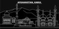 Kabul silhouette skyline. Afghanistan - Kabul vector city, afghan linear architecture, buildings. Kabul travel Royalty Free Stock Photo