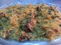 Special cooked rice dish with beef