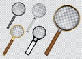 Set of realistic magnifying glass or magnifying glass on transparent background   concept. eps 10 vector Royalty Free Stock Photo