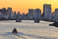 Kachidoki bridge in down town Tokyo , at sunset Royalty Free Stock Photo