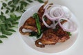 Kada fry or Quail fry. Deep fried quail meat marinated with red chili powder, pepper, ginger garlic paste, salt and lime juice Royalty Free Stock Photo