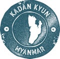 Kadan Kyun map vintage stamp.