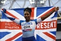 Kadeena Cox celebrating win in the T38 400m final at the 2017 World Para Athletics Championships Royalty Free Stock Photo