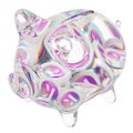 Kadena (KDA) Clear Glass piggy bank with decreasing piles of crypto coins.