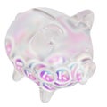 Kadena (KDA) Clear Glass piggy bank with decreasing piles of crypto coins.