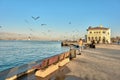 Kadikoy istanbul ferry and ship station old building with people walking near it