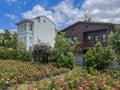 Historic istanbul houses on the shore of Kurbagalidere in the kadikoy district of Istanbul. Exterior view. Royalty Free Stock Photo