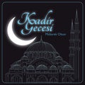Kadir Gecesi concept. Mosque and crescent moon.