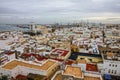 Kadiz town houses sea front view, Spain