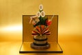 Kadomatsu and gold folding screen of the image New Years card materials and New Year material