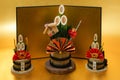 Kadomatsu and gold folding screen of the image New Years card materials and New Year material