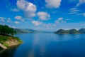 Kaeng Krachan Dam In Petcahburi At Thailand , Landscape Natrue and a water mist at Kaeng Krachan Dam.