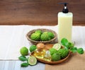 Bergamot with aromatic spa of bottles essential oil