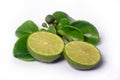 Kaffir Lime or Citrus hystrix have been sliced. Focus selected Royalty Free Stock Photo