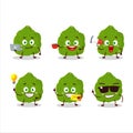 Kaffir lime fruit cartoon character with various types of business emoticons Royalty Free Stock Photo